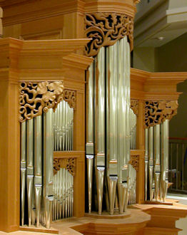 Wood sculpture, pipe shade carvings at DeBartolo Performing Arts Center, Notre Dame, Indiana